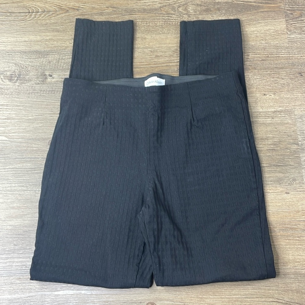 Calvin Klein Women’s Black Waffle Texture Mid Rise Trouser, size 8